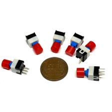 6 x RED Cap Push Button Latching Tactile Switch 7 x 7mm lock Button 3-Pin B10