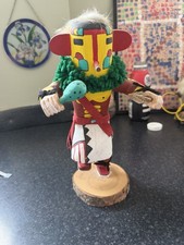 Native American Wood Kachina Doll - Colourful Kachina signed Yazzie
