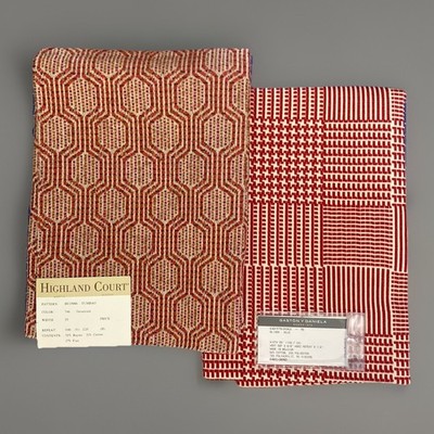 2 Red Geometric Samples GASTON Y DANIELA and Highland Court Tumbao 25''x25''
