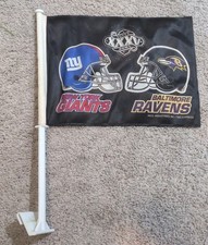 Vintage Super Bowl XXXV (35) Football Baltimore Ravens Vs NY Giants Car Flag
