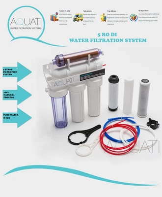 Aquati 5 Stage RODI Reverse Osmosis Water Filtration System 150GPD For Marine