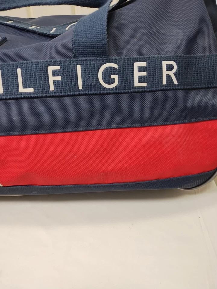 Vtg Tommy Hilfiger Blue Logo Spell Out Flag Gym Duffle Travel Bag 24x12x10 - Image 4 of 4