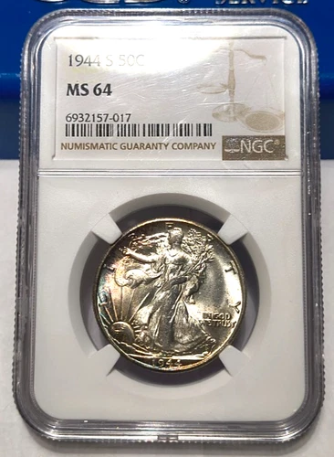 1944-S Walking Liberty Half Dollar | NGC MS64- Amazing Strike With Light toning
