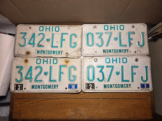 4 Vintage Ohio License Plates 037 LFJ 342 LFG