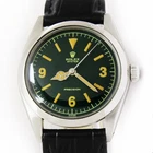 Vintage Rolex Oyster Precision Winding Green Dial 34mm Men Steel Watch Ref 6426