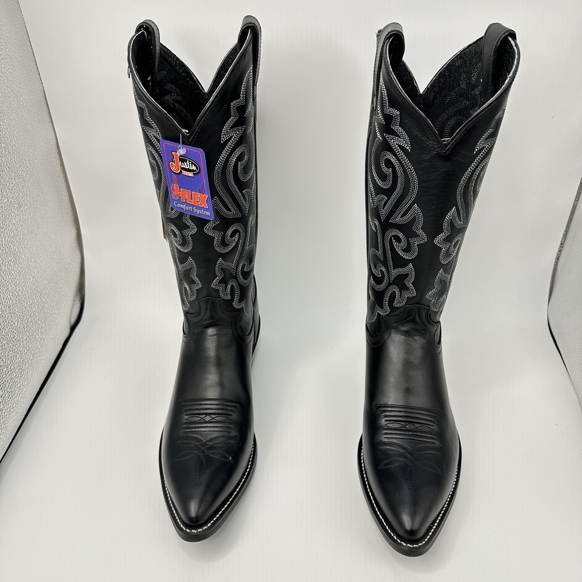 Justin-1408 Classic Western Boot Men's 10 D Black London Calf New