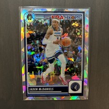 Jaden McDaniels Cracked Ice Prizm 2023-24 Panini NBA Hoops Premium Stock #128