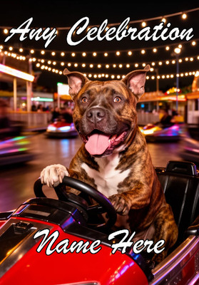 nai332 Pitbull Dodgem Autofahrer Geburtstagskarte Vater Mutter jeder Anlass