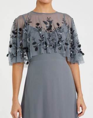 MAC DUGGAL Gray Sleeveless Gown With Embellished Cape Size 18 Wedding Guest MOB | eBay MAC DUGGAL Gray Sleeveless Gown With Embellished Cape Size 18 Wedding Guest MOB | eBay