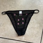 Knotty Knickers Sheer Stretch Mesh Rose Embroidered Bikini Panties S — photo 2