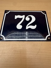 ALTE EMAIL EMAILLE Emailleschild Emailschild  HAUSNUMMER 72 BLAU/WEISS 20 x 14 