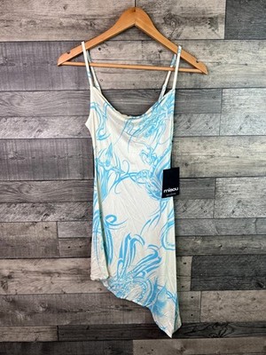Miaou X Urban Outfitters asymmetrisches Kleid Gr. XS Blue Dragon y2k Wasserfallausschnitt
