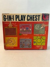 Cofre de juego 6 en 1 Tuckertoy Corp juego de mesa tablero de clavijas pizarra guiños