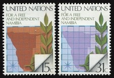 United Nations NY 312-313, MNH. Free, Independent Namibia, 1979. Map.