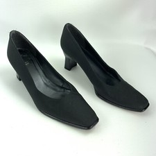 Vintage Stuart Weitzman Black Textile Fabric Pumps Heels Womens Size 8 B