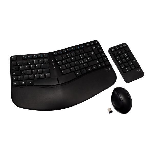 V7 - Input Devices TASTIERA E MOUSE EROGNOMICO WIRELESS + KEYPAD ITALIANO IT
