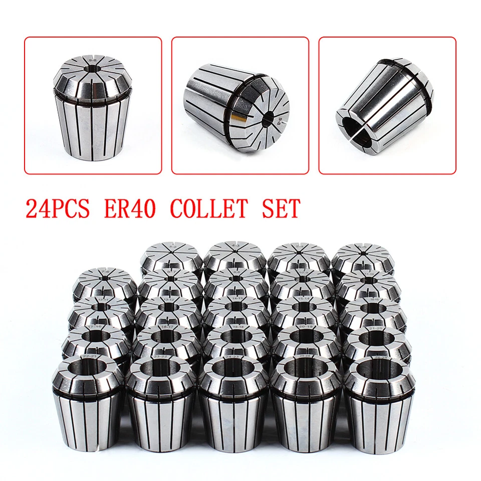 24PCS ER40 Collet Set Metric Spring Collet Milling Lathe CNC Chuck Bit Holder - Image 3 of 4