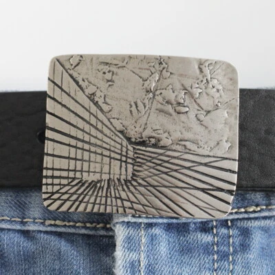 Design Gürtelschnalle Wechselschließe dunkel Silber für 4cm Leder Gürtel - Bild 1 von 4