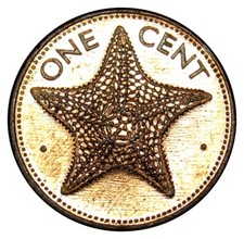 Bahamas 1 Cent coin 2004 km#59a Starfish