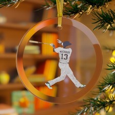 Manny Machado Drawing Glass Ornament