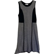 Calvin Klein Black White Striped Knit Sleeveless Dress Size M