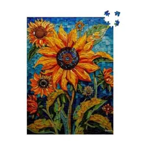 Sunflower Mosaic: Wooden Jigsaw Puzzle for Adults 500pc Puzzle by Durazza