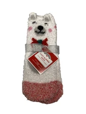 holiday time womens cozy slipper socks no grippers size 4-10 polar bear