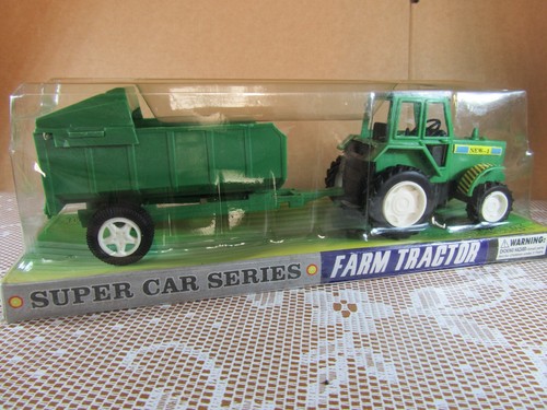 A115 New Ray Tractor + Trailer Farm Motor Toy Plastic New + Box - Picture 9 of 9