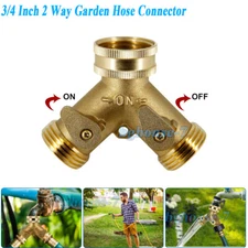 3/4 Inch Brass Garden Water Hose Connector Adapter Two Way Tap Hose Y Splitter