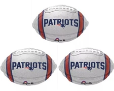 3 New England Patriots NFL Football Shaped 18" helium Mylar Balloons New!