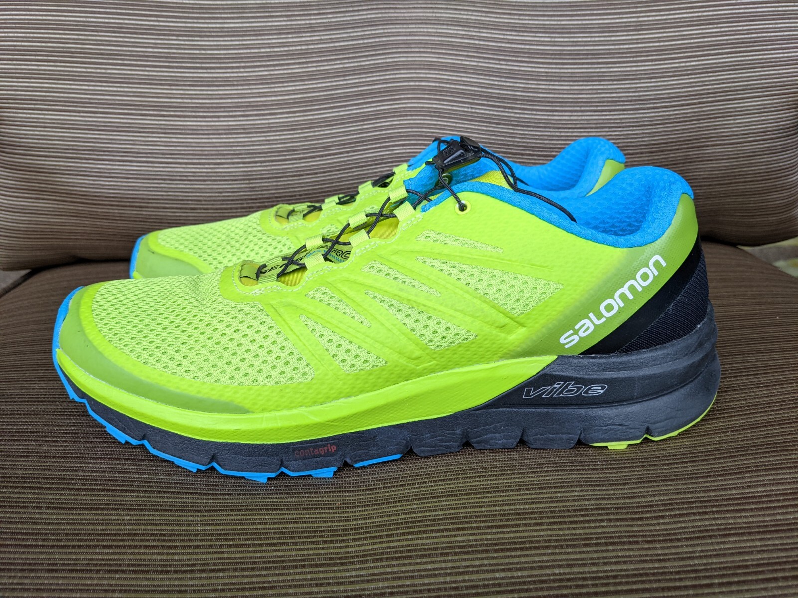 Scarpe da trail running Salomon Vibe Sense Pro Max taglia 10 5 verde neon ortolite