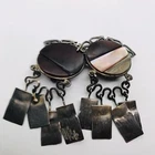 DESIGNER HANDMADE ARTISAN STERLING SILVER SIGNED DANGLE MOTHER PEARL SHELL