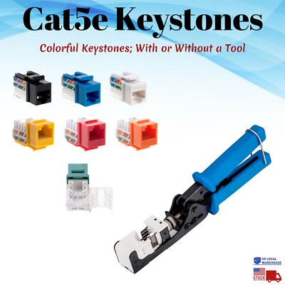CAT5e Keystone Jack Ethernet 110 Punch Down Tool Network 45 Degree 8P8P RJ45 Lot