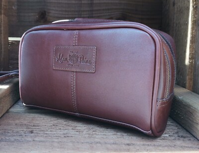 Alan Paine Mens 100% Real Leather Wash Toiletry Bag Case Travel