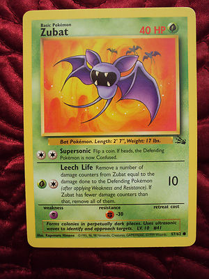 1999 Pokemon Trading Card Zubat 57/62 Fossil Collection | eBay
