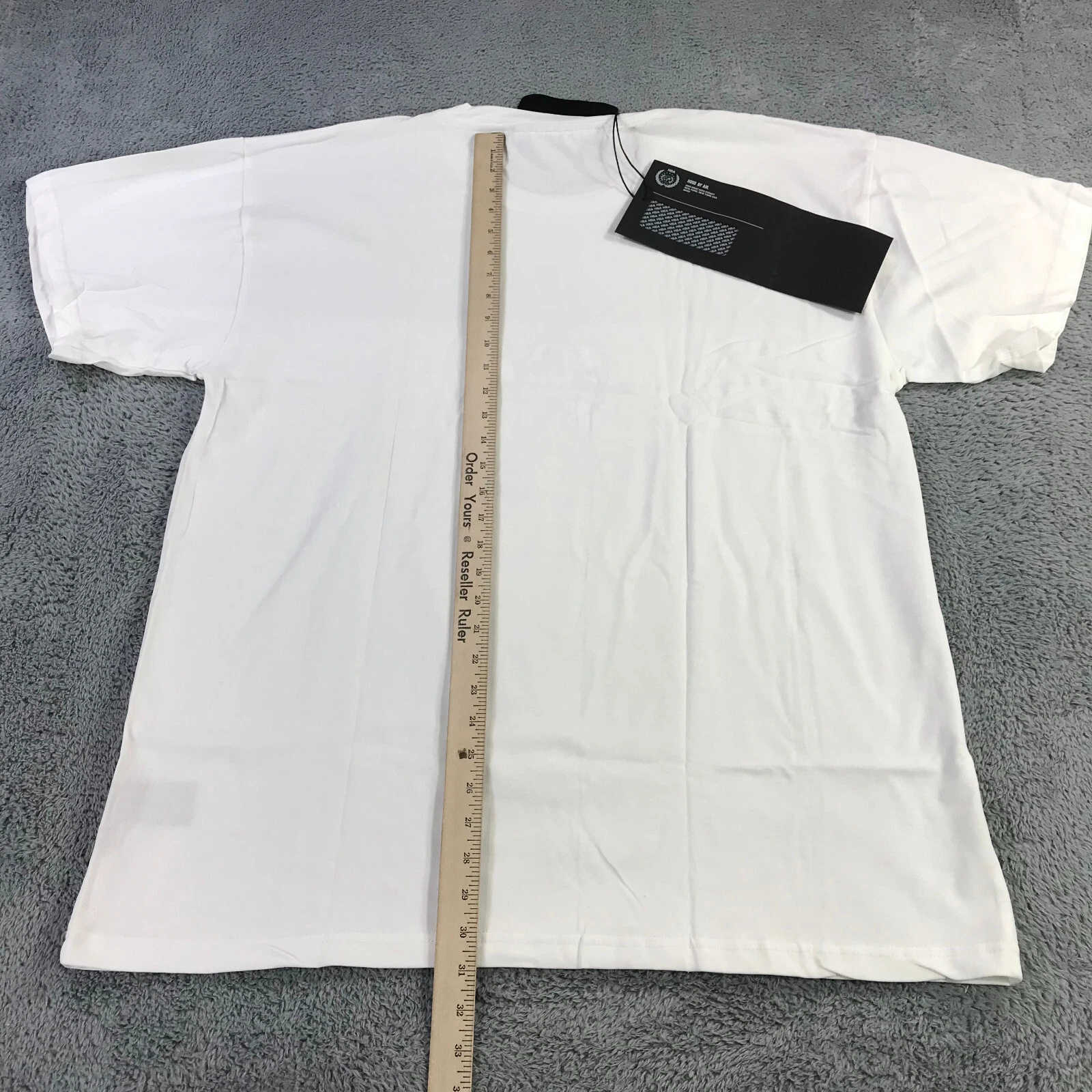 HBA (HOOD BY AIR) HBA Shirt Uomo Extra Large Spell Out Hood By Air Tee Bianco Grigio Streetwear b435