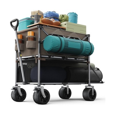 Collapsible Wagon Double Decker,Wagons Carts Foldable,Heavy Duty Wagon Campin...