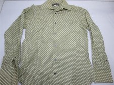 Banana Republic Mens Size S Dress Shirt Beige Multi 100 Cotton Striped Collared