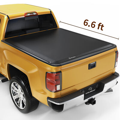 6.6ft Bed Tonneau Cover Soft Roll Up for 14-19 Chevy Silverado / GMC Sierra 1500