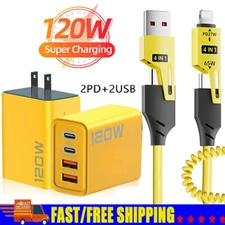 120W Fast Charging USB Type C Wall Charger For iPhone 17 16 Pro Max 15 14 13 12