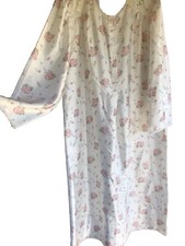 SLEEPWEAR Satin Night Gown Cottagecore Mid Button VTG Floral