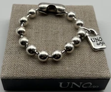 NEW Uno de 50 SNOWFLAKE Bracelet Sterling Silver Plated  Beads Size Medium