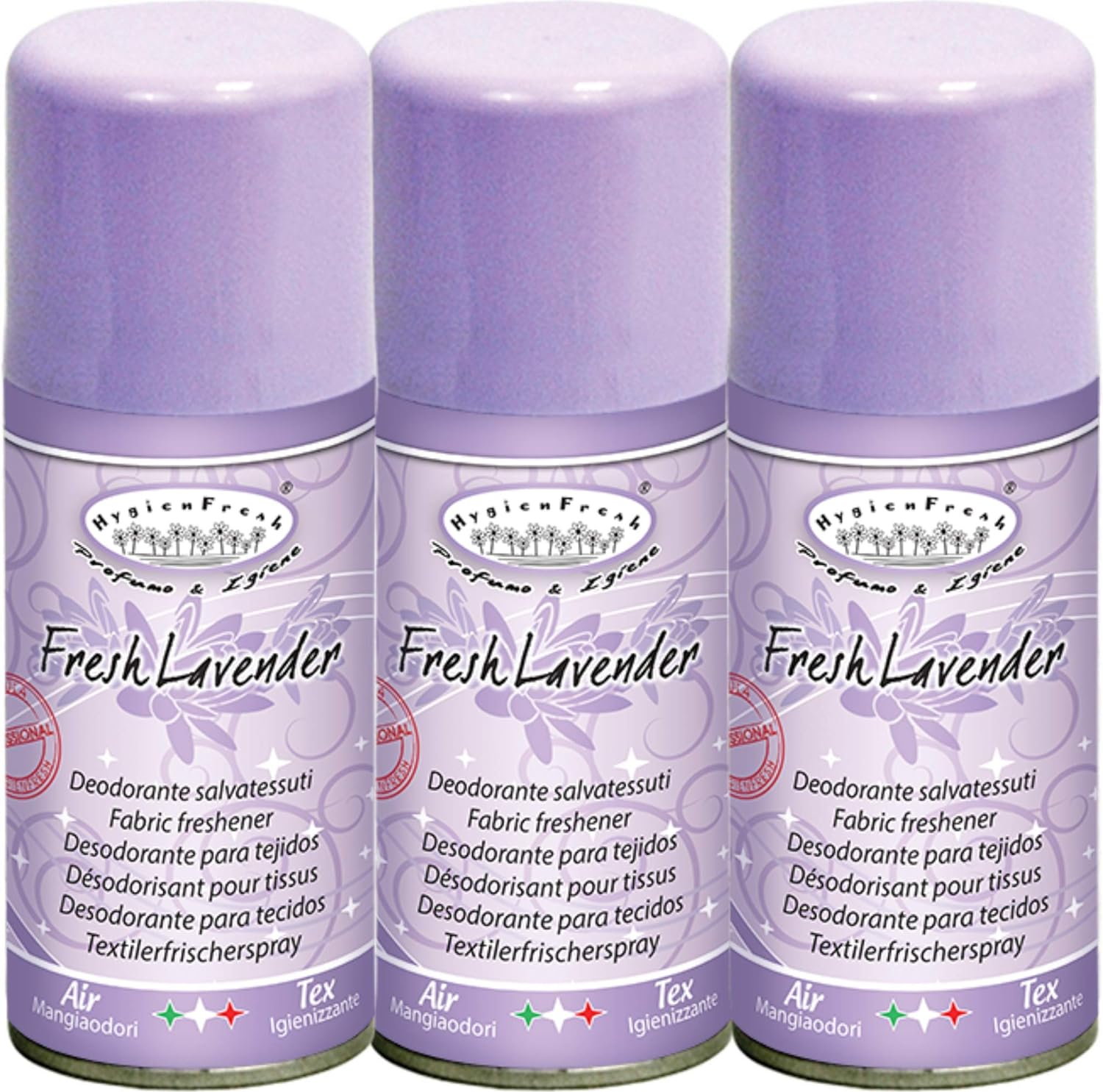 3 X HYGIEN FRESH Spray Deodorante Salva Tessuti e Ambiente FRESH LAVENDER 150 ML
