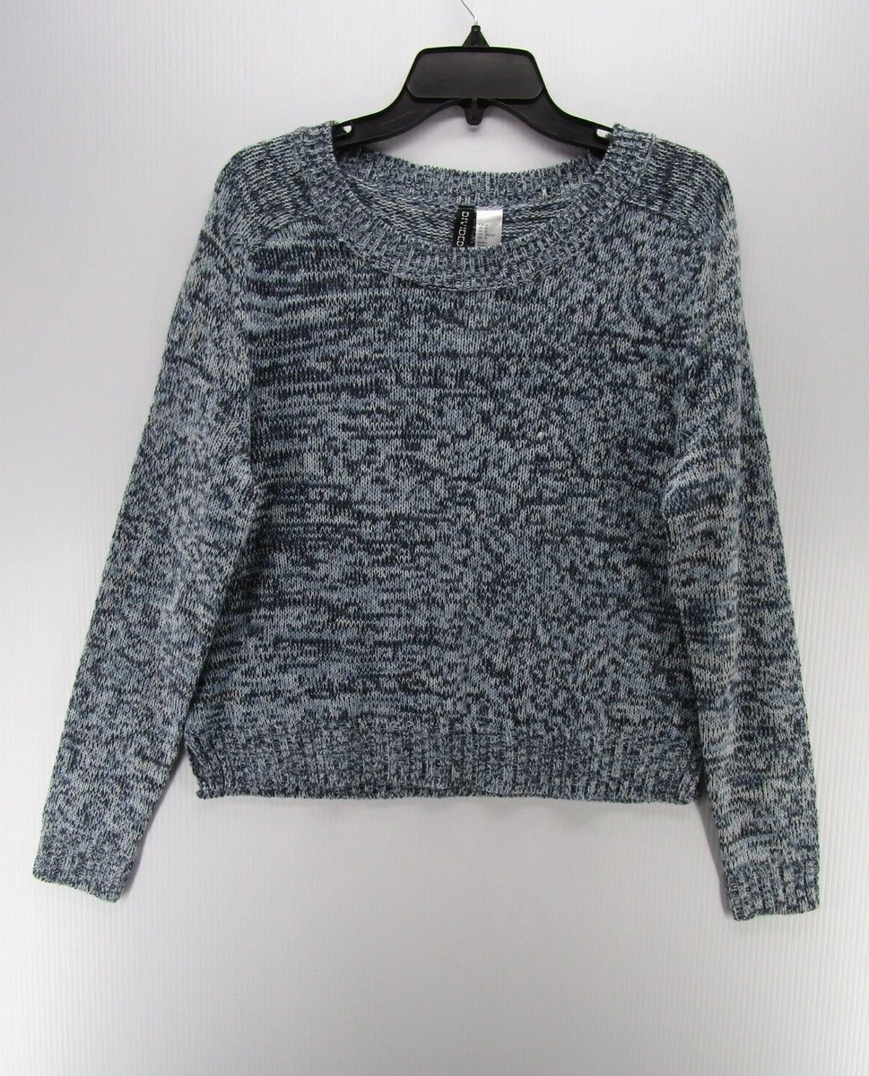 H M Sweater Women Medium Blue Divided Pullover Scoop Neck Outdoor