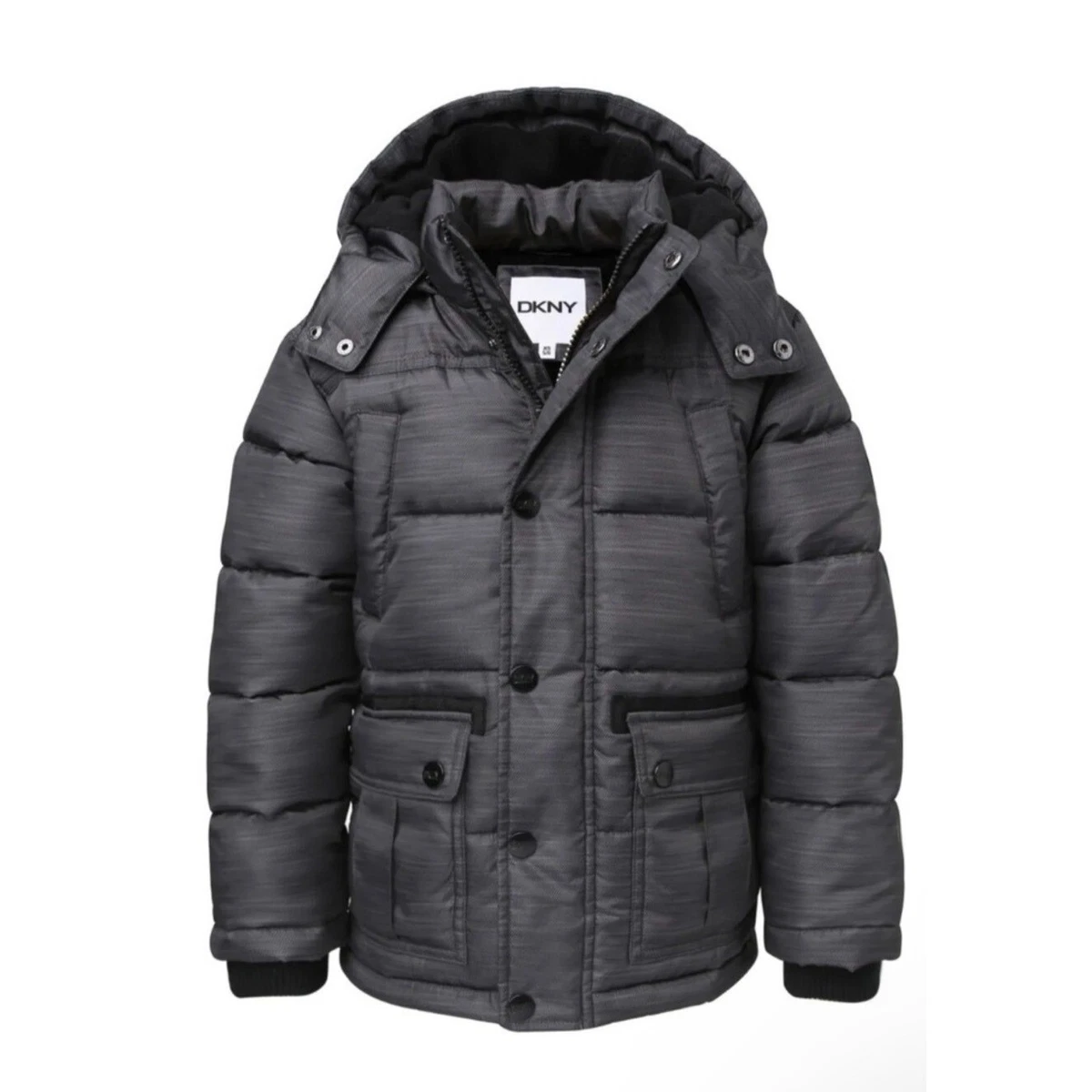 DKNY Youth Parka Size M 10 12 Quilted Coat Fleece Lining Snap