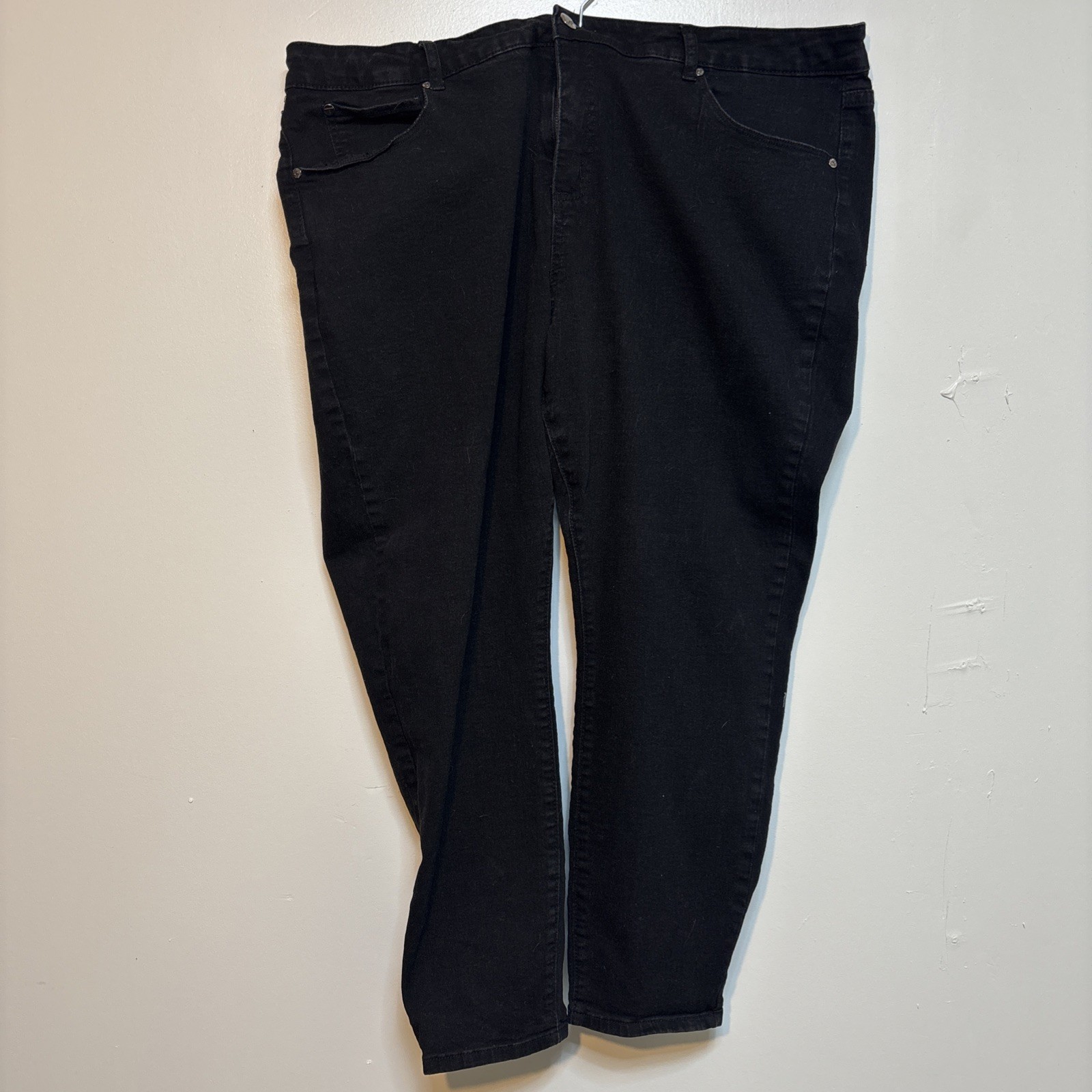 Womens Plus Size Black Denim Jeans Mid-Rise Skinny Ankle Black 24W