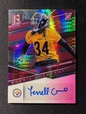2018 PANINI SPECTRA TERRELL EDMUNDS PINK NEON RC AUTO /50 PITTSBURGH STEELERS