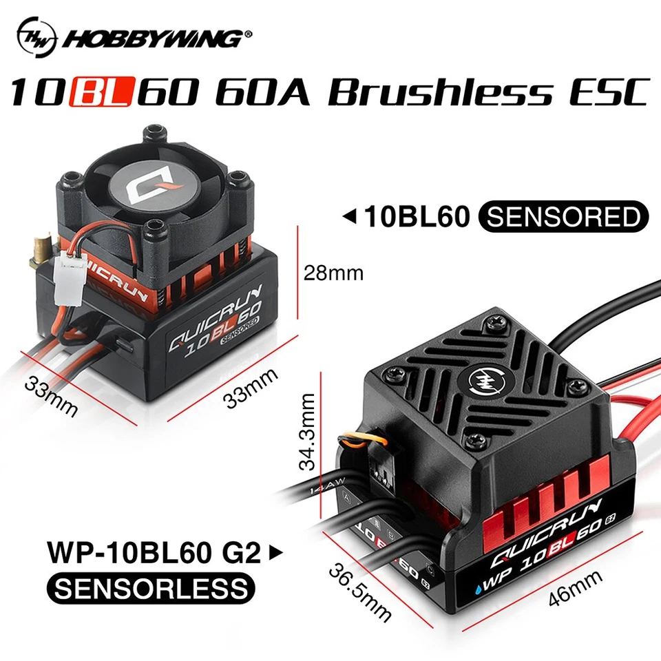 HobbyWing QuicRun 10BL60 Sensored 60A ESC for RC 1/10 Drift Trucks Buggy Cars - Bild 3 von 4