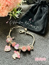 NEW Sanrio MELODY Rhinestone Beaded Charm Pink Bracelet with Bag Gorgeous Gift