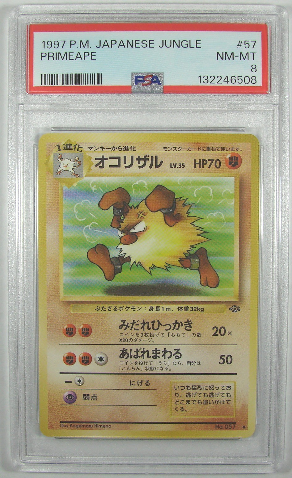 Pokémon Japanese 1997 Jungle PRIMEAPE #57 PSA 8 NM-MT RARE